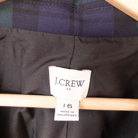 J. Crew Factory Black Watch Plaid One-Button Blazer Size 16 - Picture 4 of 9